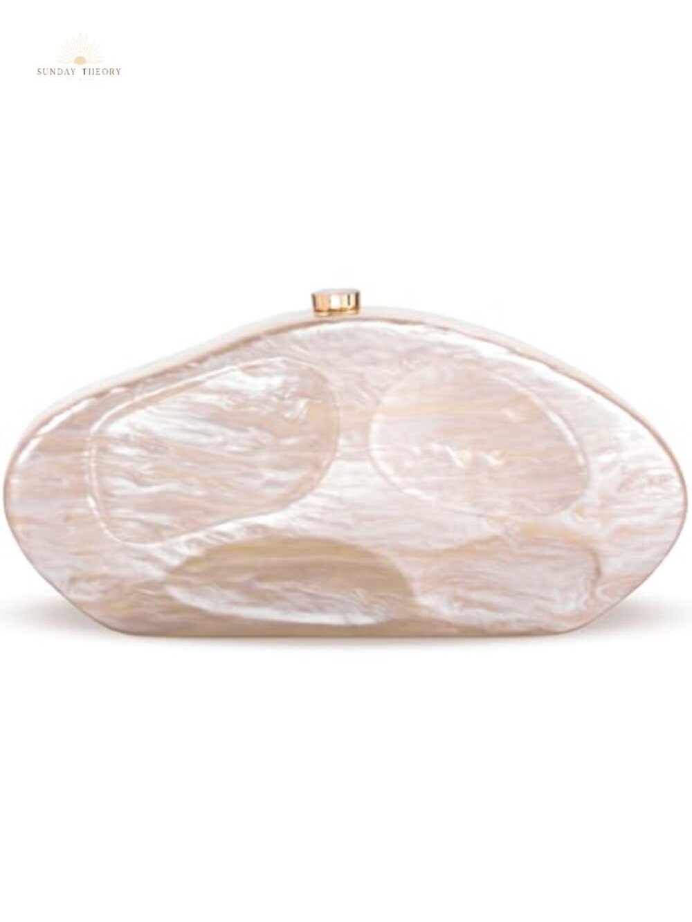 Acrylic Shell Clutch Irregular Marbled Evening Bag with Gold Chain